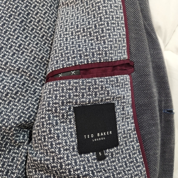 Ted Baker London Jay Trim Fit Blue And Grey Men's Wool Blazer Size 42 - Picture 2 of 8